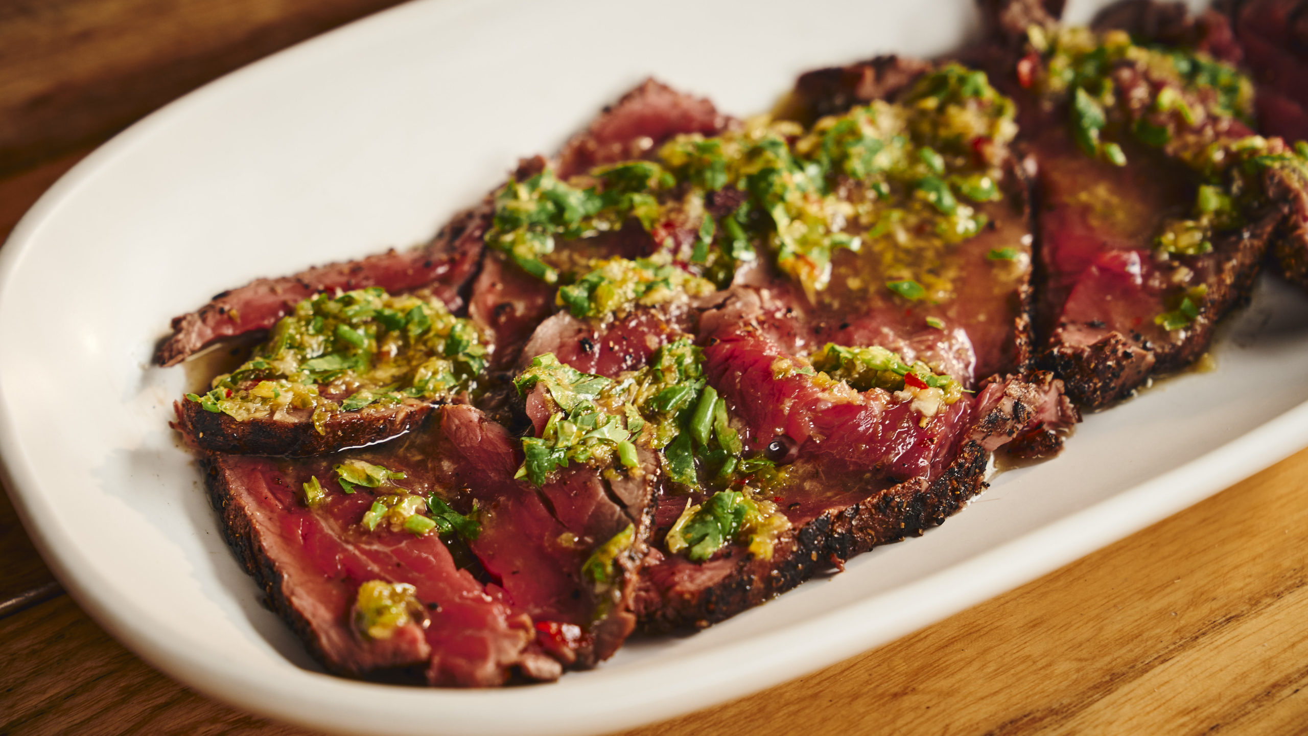 Thai ‘Laab’ spiced fillet with pounded chilli and herb dressing