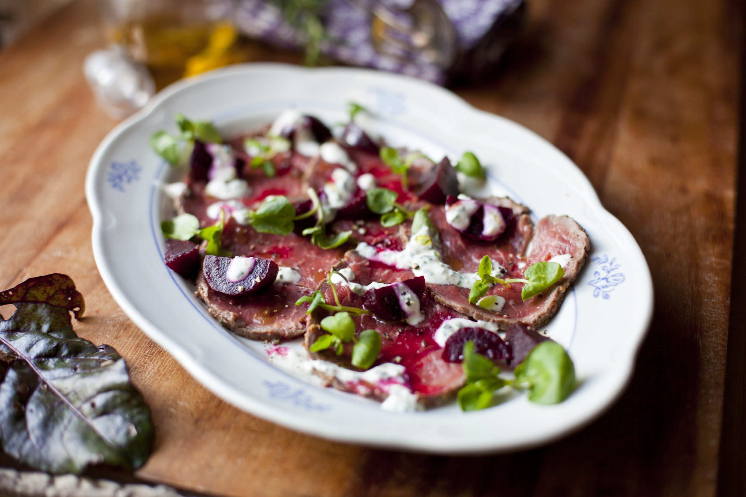 Beef Carpaccio with Roasted Beets and Parmesan Shavings