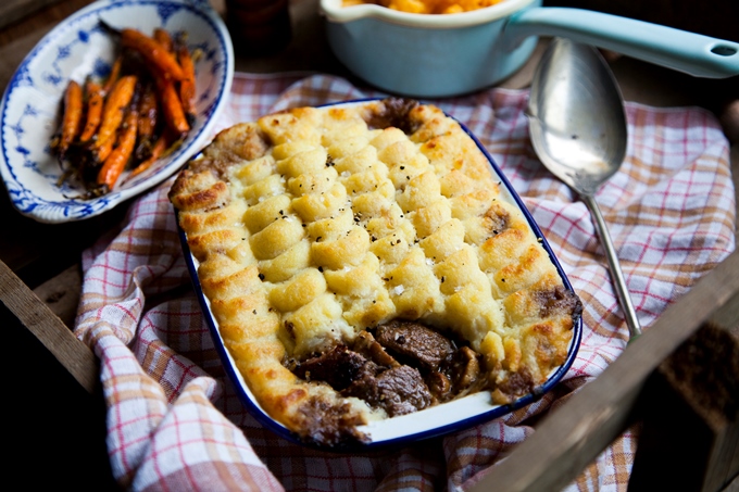 Beef and Roasted Garlic Potato Pie