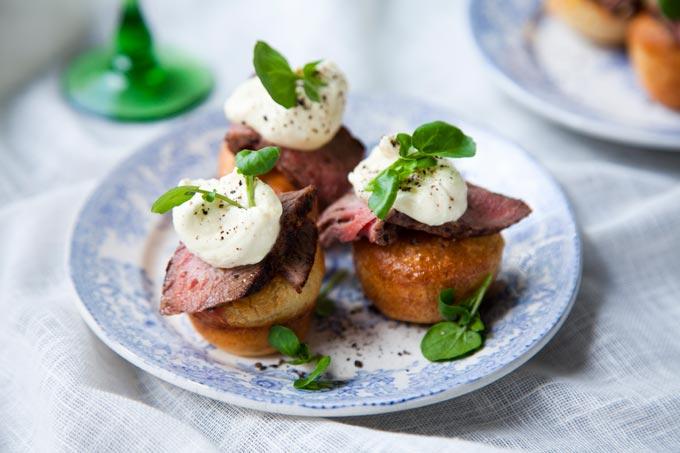 Roast Beef on Mini Yorkshire Puddings